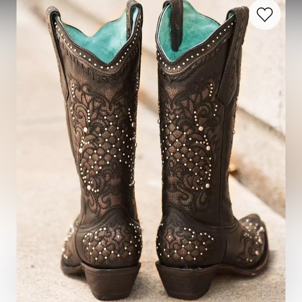 CORRAL VINTAGE Black Studded Cowboy Boots